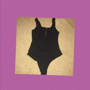 Black ribbed body suit